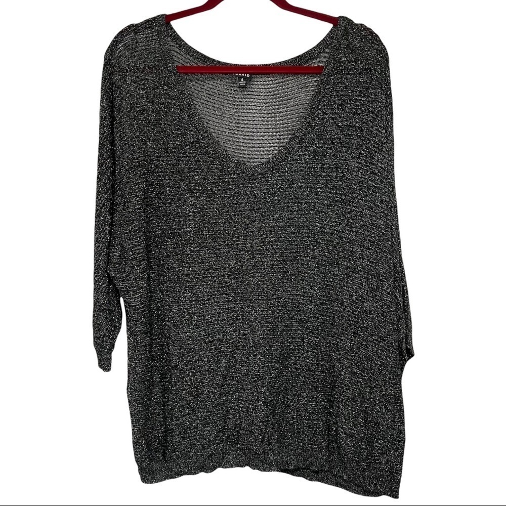 Torrid Black V Neck Metallic Shimmer Dolman Sleeve Top